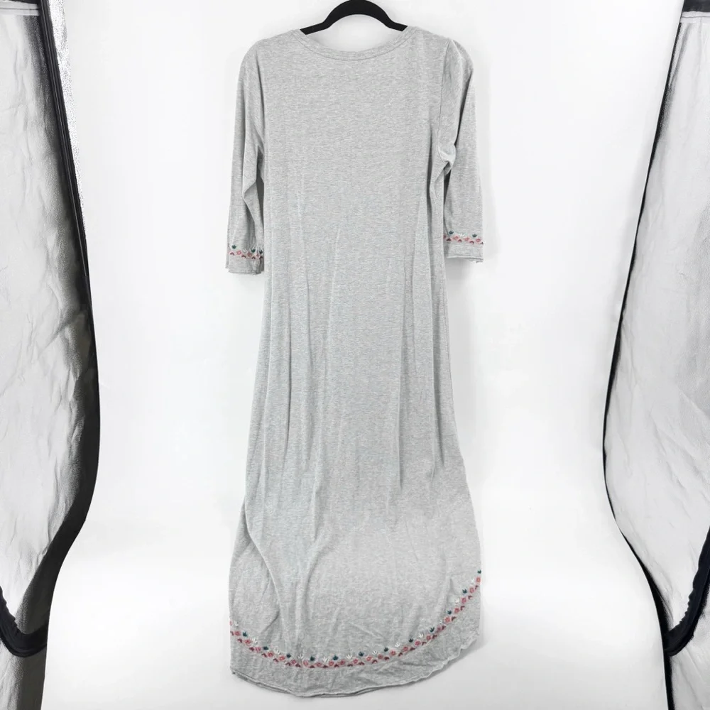 ✅ Soft Surroundings SIZE Small Floral Embroidered MidGray Embroidered‎ Dress